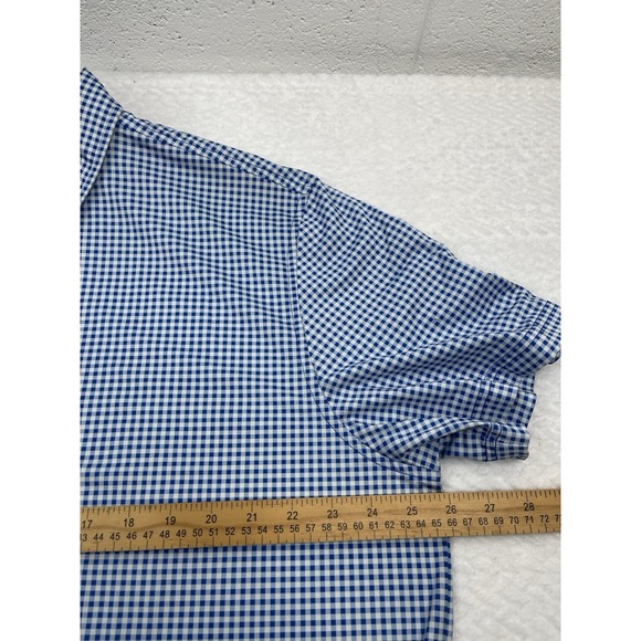 Donald Ross Men's  Blue Check Golf Polo Sport   Sleeve Logo Athletic Shirt XL - Picture 3 of 7